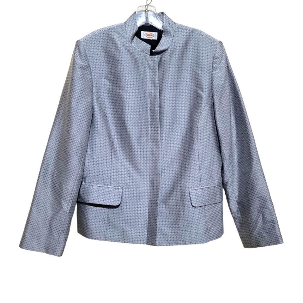 Talbots Women's Black and Gray Silk Blend Jacket Sz Large